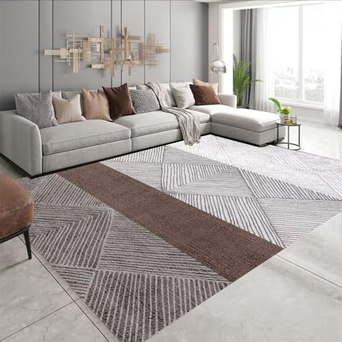 ROSURUG Cozy Room Decor Büro Teppich 60X90CM ModernistCoffee Dekorative Linien mit Strukturiertem DesignRutschfest Anti Rutsch Matte Antirutsch Pads Kaffee von ROSURUG