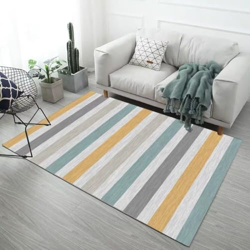 ROSURUG Cute Rug Outdoor Teppich Wasserfest 120X180CM Multicolor Streifen Grafik Design Wohnzimmer Schlafzimmer Teppich hat Gute Kälteschutzwirkung Desk Decoration Rugs Gelb von ROSURUG