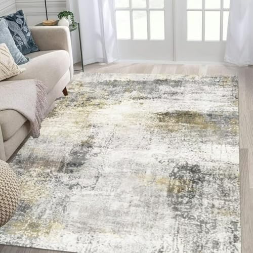 ROSURUG Decke Outdoor grau gelb Büroteppich 140X200CM Einfaches Camouflage-Design Einzigartiges Innenzubehör Waschbar von ROSURUG