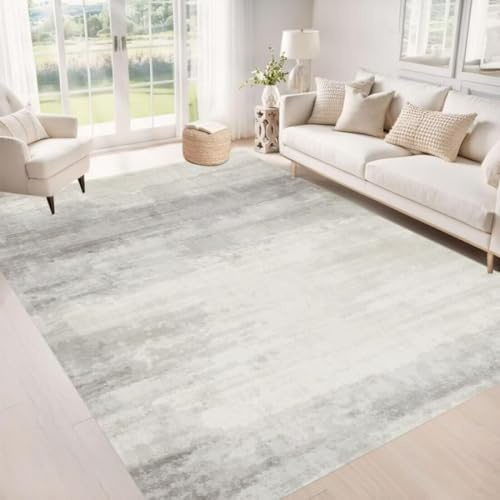ROSURUG Deko Schlafzimmer Grau 14 Teppich Esstisch 130X190CM Moderner minimalistischer Stil komfortable verschleißfeste Innenausstattung von ROSURUG