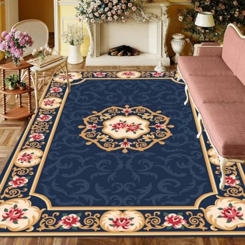 ROSURUG Deko Zimmer Teenager Blau 8 Küchenteppich Waschbar rutschfest 90X200CM Interieur Zubehör Anti-Allergie Blumendruck Komfortabel von ROSURUG