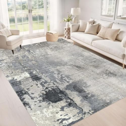 ROSURUG Deko Zimmer Teenager Grau 13 Teppichläufer Flur 200X300CM Einfaches modernes abstraktes Design Komfortabel Anti-Allergie Waschbar von ROSURUG
