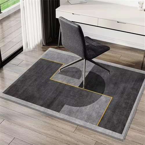 ROSURUG Desk Decoration Mädchenzimmer Deko 60X90CM Rechteckiges graues geometrisches Design gelbe Linien dekorativ langlebig Küchen Deko Rutschfester Teppich Graugelb von ROSURUG
