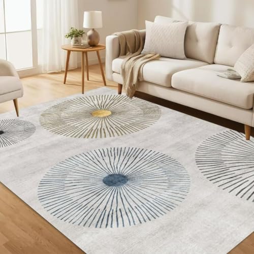 ROSURUG Flur Möbel grau blau gelb Teppich Kinderzimmer Mädchen 140X200CM Punktlinien-Kombinationsdesign Kältebeständig und waschbar ROSURUG Flur Möbel grau blau gelb Teppich Kinderzimmer Mädchen 140X200CM Punktlinien-Kombinationsdesign Kältebeständig und waschbar von ROSURUG