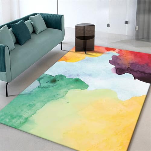 ROSURUG Küchenläufer Waschbar Teppich Hell 160X230CM Bunt bemalte Heimdekoration, rutschfest Gelb von ROSURUG