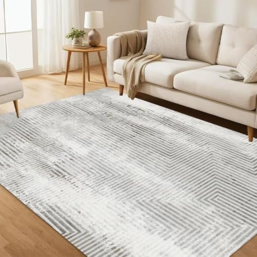 ROSURUG Kuscheldecke Flauschig Grau 1 Esstisch Deko Alltag 140X200CM Graues Streifenmuster, Schalldämmung und Kältebeständigkeit von ROSURUG