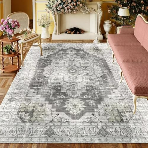 ROSURUG Natur Deko Grau 2 Teppichstopper Antirutschpads 70X140CM Retro-Musterdesign ist kältebeständig und kann viele Jahre verwendet Werden von ROSURUG