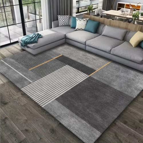 ROSURUG Schmutzfangmatten Grau Cute Rug 60X90CM Pflegeleicht Linienanordnung Geometrisches Design Kältebeständig von ROSURUG