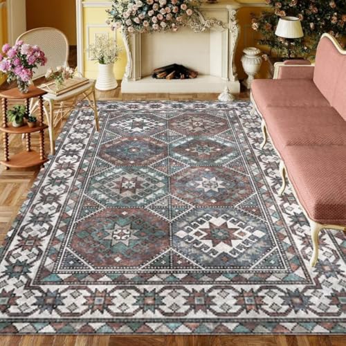 ROSURUG Schreibtisch Deko Blau 1 Teppich Schlafzimmer 80X160CM Eine Vielzahl von Grafikkombinationen, Retro-Design, bequem und rutschfest von ROSURUG