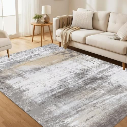 ROSURUG Teppich Cool Grau 6 Wohnzimmerteppich 140X200CM Minimalistischer Stil, bequem und verschleißfest, pflegeleicht von ROSURUG