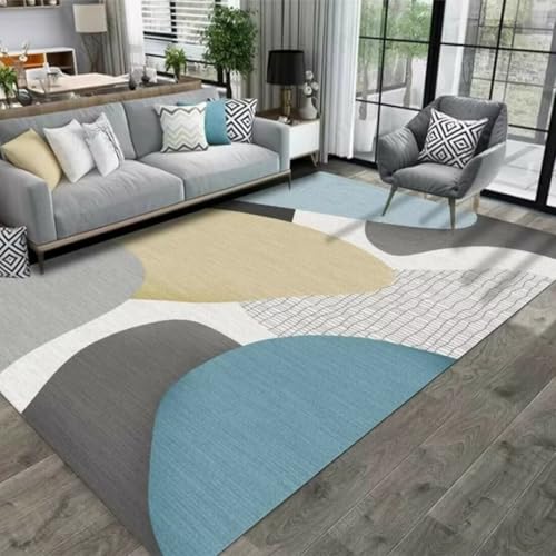 ROSURUG Teppich Dünn blau Deko Flur 70X140CM Fleckenbeständigkeit bei unregelmäßigen Grafiken im modernen Stil von ROSURUG