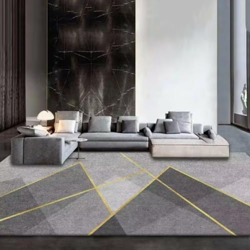 ROSURUG Teppich Esstisch Grau Esszimmer Teppich 60X90CM Geometrische Form Design schmutzabweisend modernen Stil rutschfest von ROSURUG