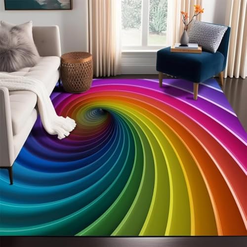 ROSURUG Teppich Flur Ankleidezimmer Möbel 60X90cm Wohnzimmer Teppich bunt 3D kreatives Design Wohnzimmer Schlafzimmer Teppich langlebig Deko Wohnzimmer Bodenmatte Kinder blau von ROSURUG