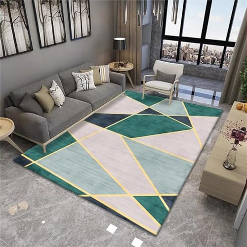 ROSURUG Teppich Für Küche Deko Rosa grünes geometrisches Design Linie Dekoration modernen Stil Anti-Fouling 50X80cm Teppich Babyzimmer von ROSURUG