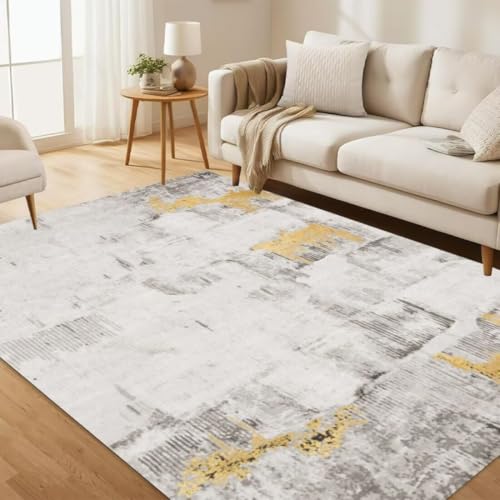 ROSURUG Teppich Kinderzimmer Mädchen grau gelb 2 Schlafzimmer Teppiche 200X300CM rutschfeste und verschleißfeste Innenausstattung abstraktes Design ROSURUG Teppich Kinderzimmer Mädchen grau gelb 2 Schlafzimmer Teppiche 200X300CM rutschfeste und verschleißfeste Innenausstattung abstraktes Design von ROSURUG