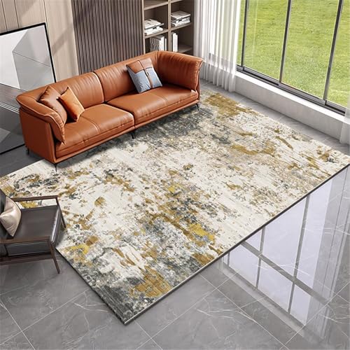 ROSURUG Teppich Küche Waschbar Katzendecke Für Katzen 140X200CM Moderne grau-gelbe Schlafzimmerkissen sind langlebig Gelb von ROSURUG