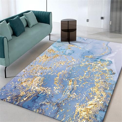 ROSURUG Teppiche Modern Designer Für Wohnzimmer Küchenläufer Waschbar rutschfest 160X230CM Blauer Hintergrund mit Gelb für Wärme und Komfort Blau Gelb von ROSURUG