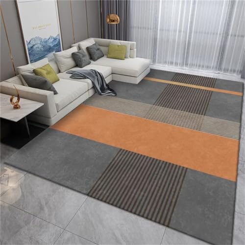 ROSURUG Teppichläufer Flur Kitchen Teppich Teppich Salon Orange Grau Geometrisches Design Klassisches Design Anpassbar 120X180cm Deko Wohnzimmer Tischdeko von ROSURUG