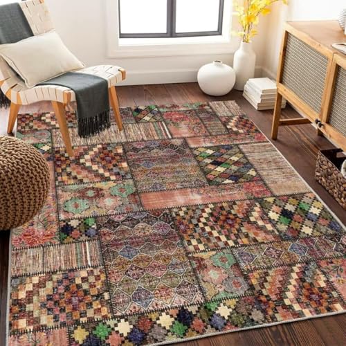 ROSURUG Teppichr Deko Mädchenzimmer 140X200CM Wohnzimmerteppich Retro-Muster Design kältebeständig weich leicht zu reinigen Teppich Jugendzimmer Küchen Teppiche Farbe von ROSURUG