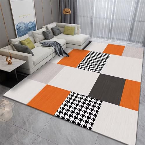 ROSURUG Washable Rug Kitchen Teppich Wohnzimmerteppich mit geometrischem quadratischem Muster, bemalte Dekoration, weich und lichtecht 120X200cm Baby Teppich Junge von ROSURUG