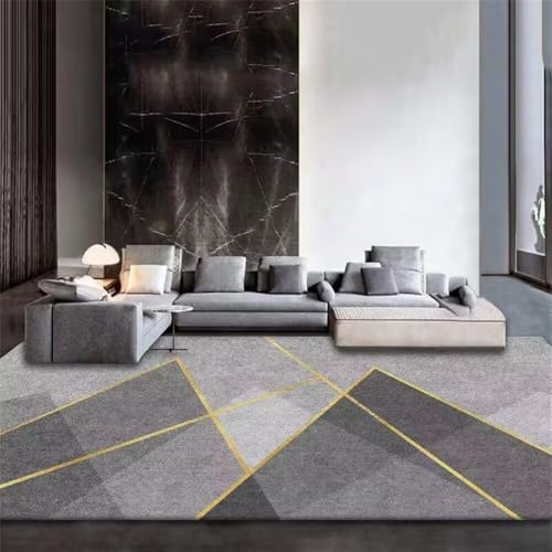 ROSURUG Wohnaccessoires Babyzimmer Deko 130X190CM Grau Gelb Dreieck Geometrisches Design Moderner Wohnzimmerteppich rutschfest Flurteppich Rug Grau-Gelb von ROSURUG