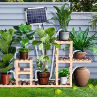 Rosvola - Automatisches Solar-Tropfbewässerungssystem, solarbetriebenes Tropfbewässerungsset, eingebauter 2200-mAh-Akku, unterstützt 30 Töpfe, 7 von ROSVOLA