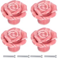 Rosvola - Jeffergarden 4 Set Rose Shaped Handle Modern Ceramic Cabinet Knob for Home Living Room BedroomPink von ROSVOLA