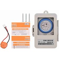 Rosvola - TB388R 24-Stunden-Zeitschaltuhr mit analogem mechanischem Timer und automatischem Controller, DIN-Schiene mit wasserdichter Abdeckung, Rosvola - TB388R 24-Stunden-Zeitschaltuhr mit analogem mechanischem Timer und automatischem Controller, DIN-Schiene mit wasserdichter Abdeckung, von ROSVOLA