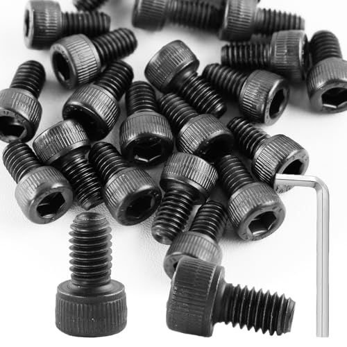 ROSYLEVE 100 Stück M6*10 Schrauben,Zylinderschrauben mit Innensechskant DIN912 Hochfester Kohlenstoffstahl Stufe 12.9 Sechskantschrauben mit Vollgewinde, schwarze Inbusschrauben mit Hex Key von ROSYLEVE