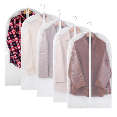ROSYLEVE 5 Stück Kleidersack Transparente Anzug Lange 60X120 mit Reißverschluss Kleidersäcke Mottensicher Waschbarer Kleidersammler für Lange Kleider und Mäntel von ROSYLEVE