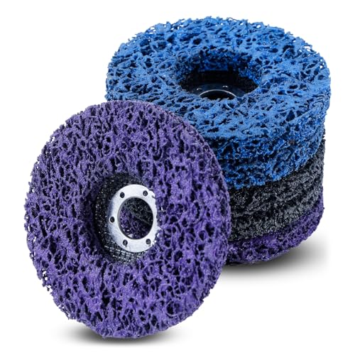 ROSYLEVE 6 Stück CSD Scheibe 125 mm Schleifscheibe Set für Reinigung Metall Farbentfernung Oxidation und Rost Schleifscheiben Scheiben Lila Blau Schwarz von ROSYLEVE