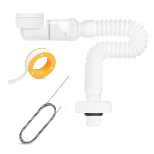 ROSYLEVE Siphon Waschbecken Kit,Flexibler Ablaufschlauch 1 1/4 Zoll Siphonmit 10M wasserdichtem Klebeband & 1.5M Rohrspirale für Badezimmer Küchenspüle, Geruchsdicht und Auslaufsicher ROSYLEVE Siphon Waschbecken Kit,Flexibler Ablaufschlauch 1 1/4 Zoll Siphonmit 10M wasserdichtem Klebeband & 1.5M Rohrspirale für Badezimmer Küchenspüle, Geruchsdicht und Auslaufsicher von ROSYLEVE