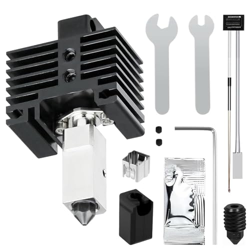 Upgraded Hotend Kit für Bambu Lab P1S/P1P 3D Drucker, mit Plattiertem Kupfer Heizblock Titanium Heat Break, 0,4mm Hardened Steel Nozzle Heating Block Kit, Hotend mit Silikonsocke, Thermistor von ROSYLEVE