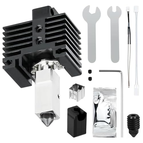 Upgraded Hotend Kit für Bambu Lab X1/X1C 3D Drucker, mit Plattiertem Kupfer Heizblock Titanium Heat Break, 0,4mm Hardened Steel Nozzle Heating Block Kit, Hotend mit Silikonsocke, Thermistor von ROSYLEVE