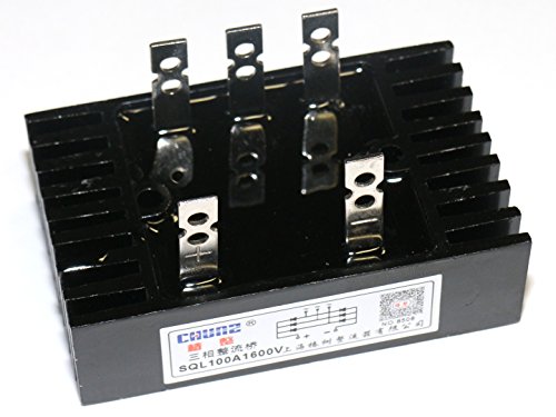 3-phasiger B6 Vollweggleichrichter für Drehstrom bis 100A mit Kühlkörper (Sperrspannung 1.600V), SQL100A1600V von ROTEK
