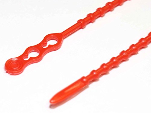 Rotek Blitzbinder (Knotenbinder) wiederlösbar 120mm lang, 3,5mm Knoten - Farbe: Rot - 400 Stk. (2x 200 Stk. Packung) von Rotek