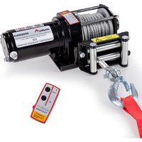 Elektrische Seilwinde 12V mit Funkfernbedienung – 1360 kg / 3000lbs Offroad Motorwinde Seilzug Elektrowinde, 9,2 m Stahlseil, Schwarz - Rotfuchs von ROTFUCHS
