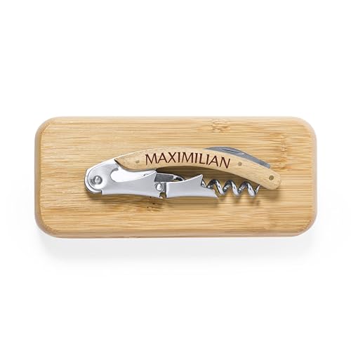 eBuyGB Kellnermesser aus Holz/Metall verpackt in schöner Box mit persönlicher Namensgravur, Kellnerbesteck, Korkenzieher, Somelierbesteck von eBuyGB