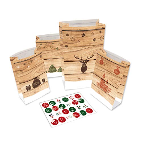 ROTH Adventskalender zum Befüllen - 24 Adventstütchen 'Hygge-Style' mit 24 Tüten zum befüllen von ROTH