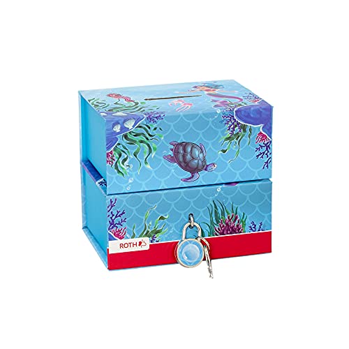 ROTH Spardose - Meerjungfrau mit Zwei Fächern - Magnet, Schloss und Schlüssel, Sparbüchse aus Pappe von ROTH