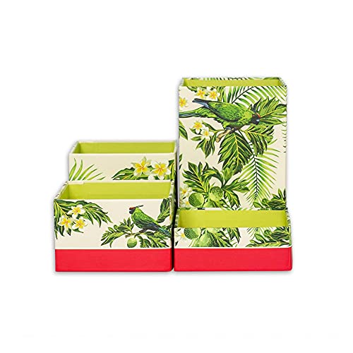 ROTH Stifteköcher Set - Dschungel, Stiftehalter mit 4 faltbaren Boxen aus Pappe Kinder Schreibtisch Organizer von ROTH