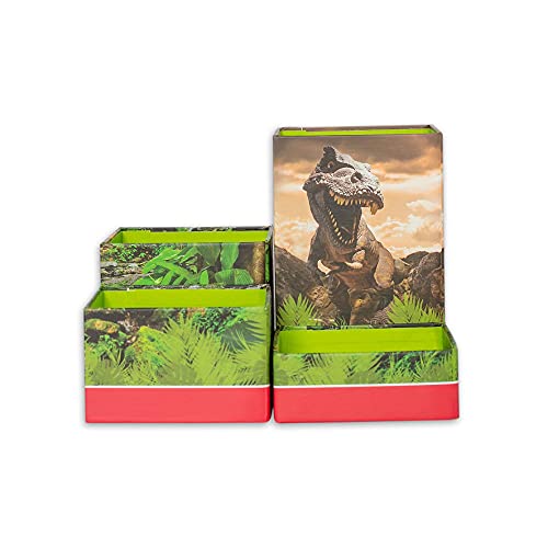 ROTH Stifteköcher Set - Tyrannosaurus, Stiftehalter mit 4 faltbaren Boxen aus Pappe Kinder Schreibtisch Organizer von ROTH
