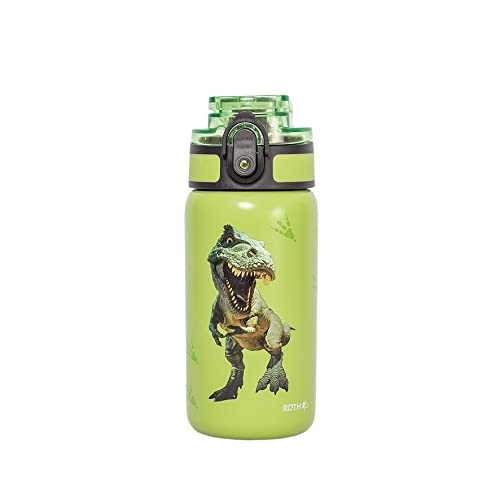 ROTH Trinkflasche Tyrannosaurus mit Easy-Trinkverschluss - 350ml, Edelstahl, BPA-frei - Kindertrinkflasche von ROTH