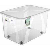 Aufbewahrungsbox Lona mit Rollen und Deckel 50 l transparent Aufbewahrungsbox - Rotho von ROTHO