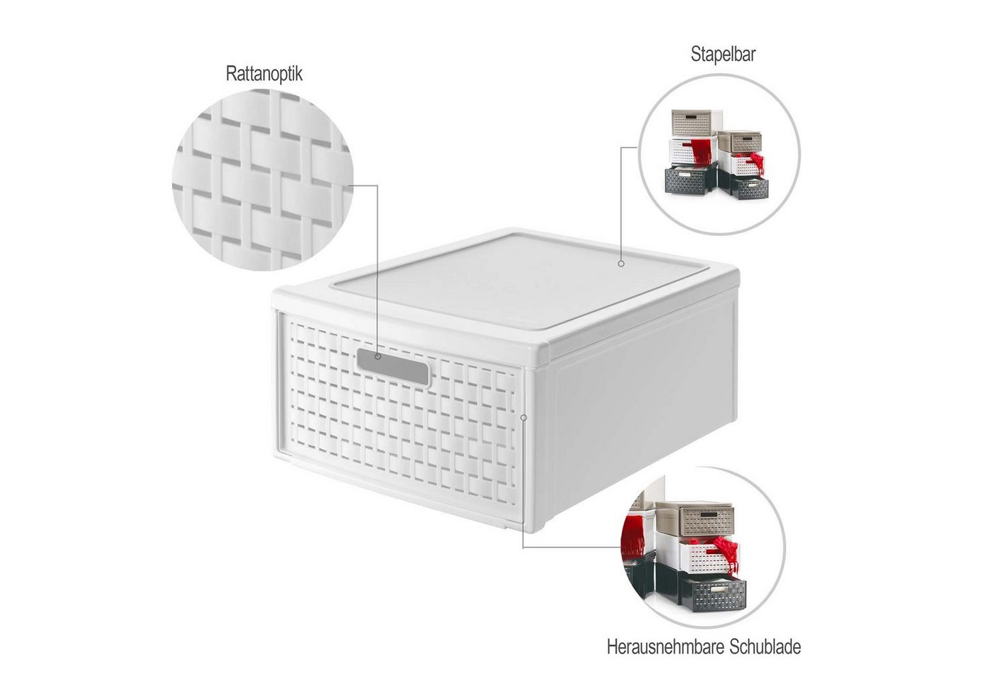 ROTHO Aufbewahrungsbox 3er-Set Schubladenbox COUNTRY 19l von ROTHO