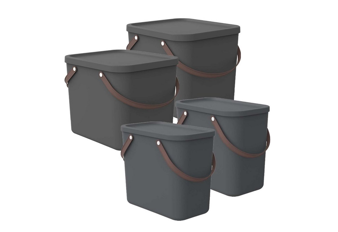 ROTHO Aufbewahrungsbox Albula 4er-Set Aufbewahrungsbox 2x40l +2x25l mit Deckel, Kunststoff (PP recycelt) (Aufbewahrungssystem, 4tlg) von ROTHO