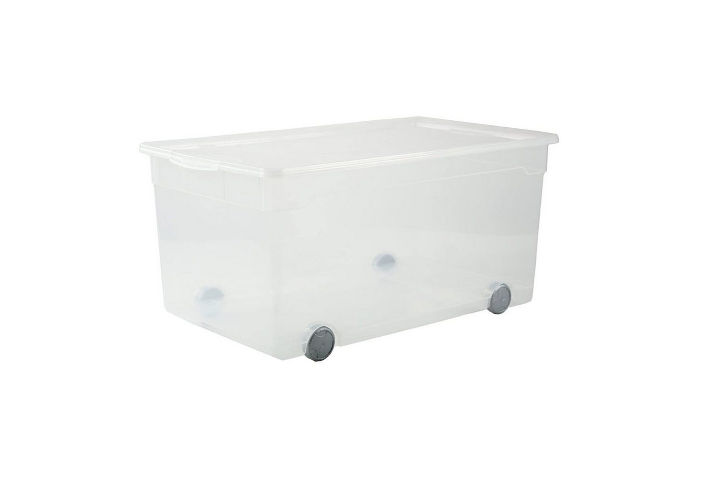 ROTHO Aufbewahrungsbox Clear Aufbewahrungsbox 63l mit Deckel und Rollen, Kunststoff (PP) BPA-frei von ROTHO