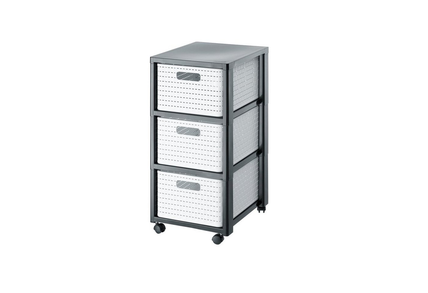 ROTHO Aufbewahrungsbox Country Rollcontainer mit 3 Schubladen in Rattan-Optik von ROTHO