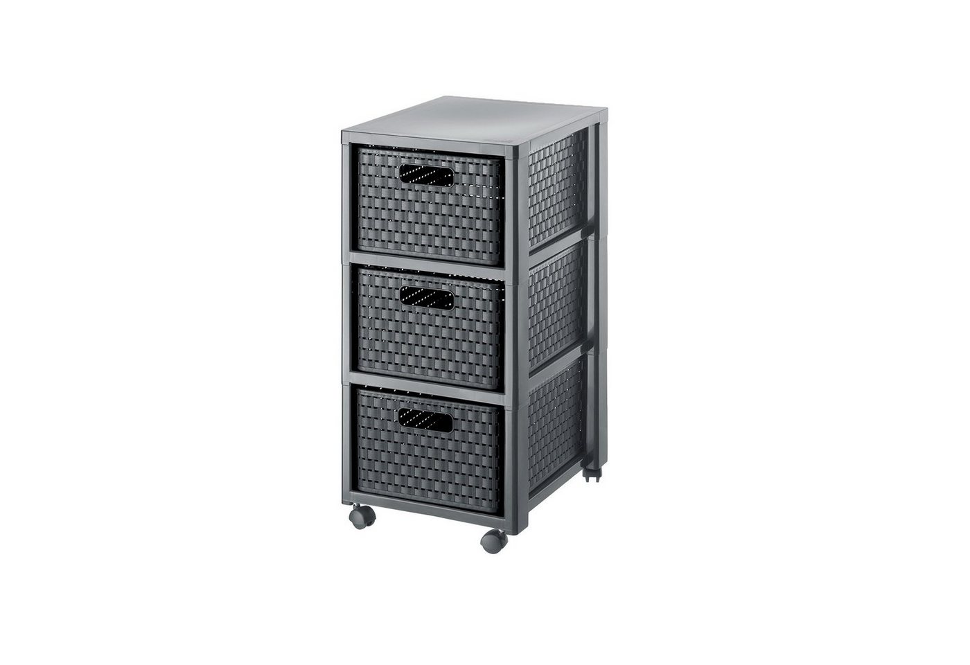 ROTHO Aufbewahrungsbox Country Rollcontainer mit 3 Schubladen in Rattan-Optik von ROTHO