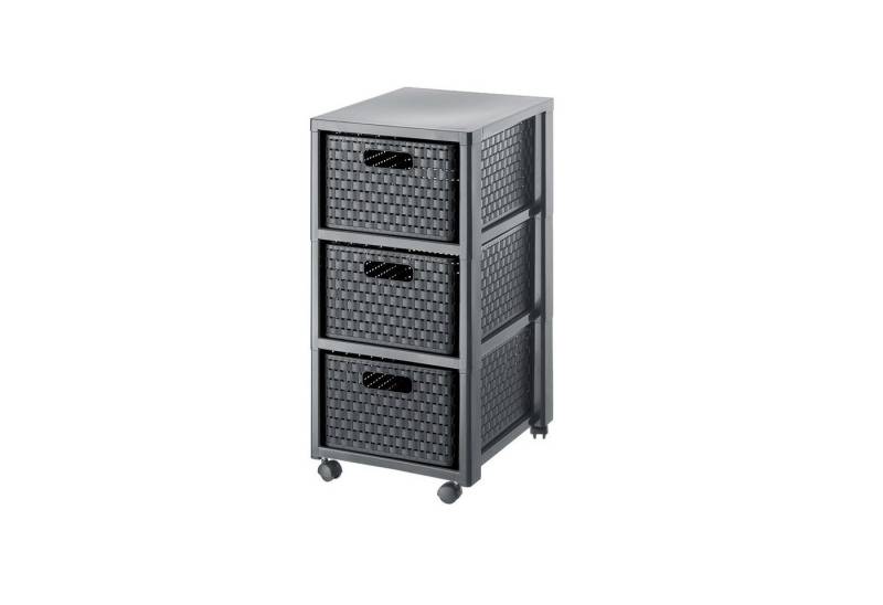 ROTHO Aufbewahrungsbox Country Rollcontainer mit 3 Schubladen in Rattan-Optik von ROTHO